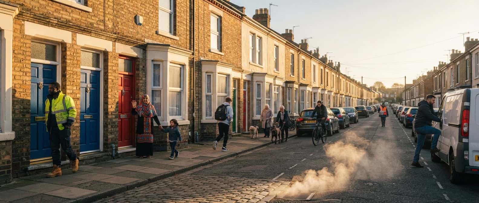 A welcoming residential neighbourhood with warm homes and shared paths